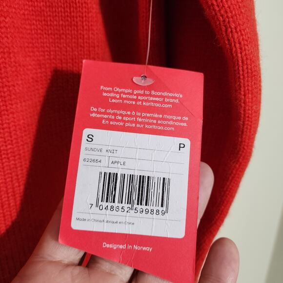 Kari Traa NWT redish orange wool blend fair isle crewneck sweater womans size S - Picture 4 of 12